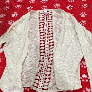 No Boundaries Cream Open-Front Cardigan
